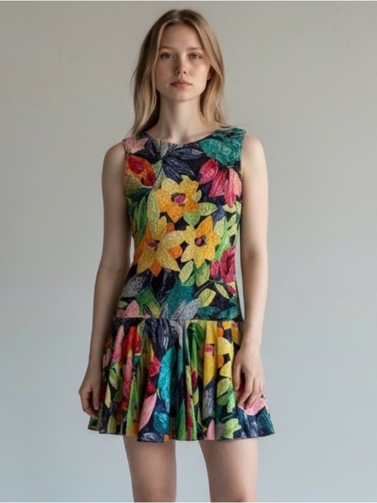 Cathy Hardwick Dresses & Skirts - Vintage Cathy Hardwick Colorful Tripical 80s Novelty Print Sleeveless size 6
